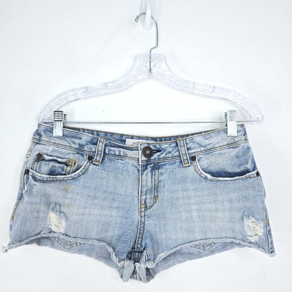 Vintage Y2k Aeropostal Low Rise Micro MIni Denim Cut Off Shorty Shorts - Picture 1 of 6
